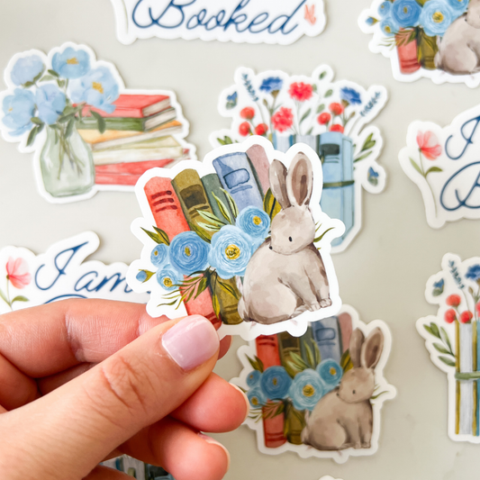 Bunny and Books Sticker