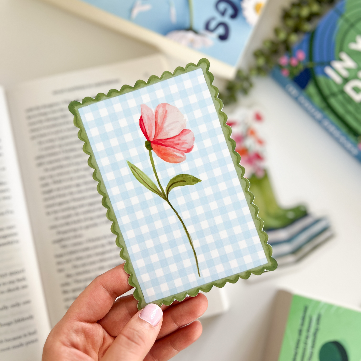Gingham Flower Bookmark