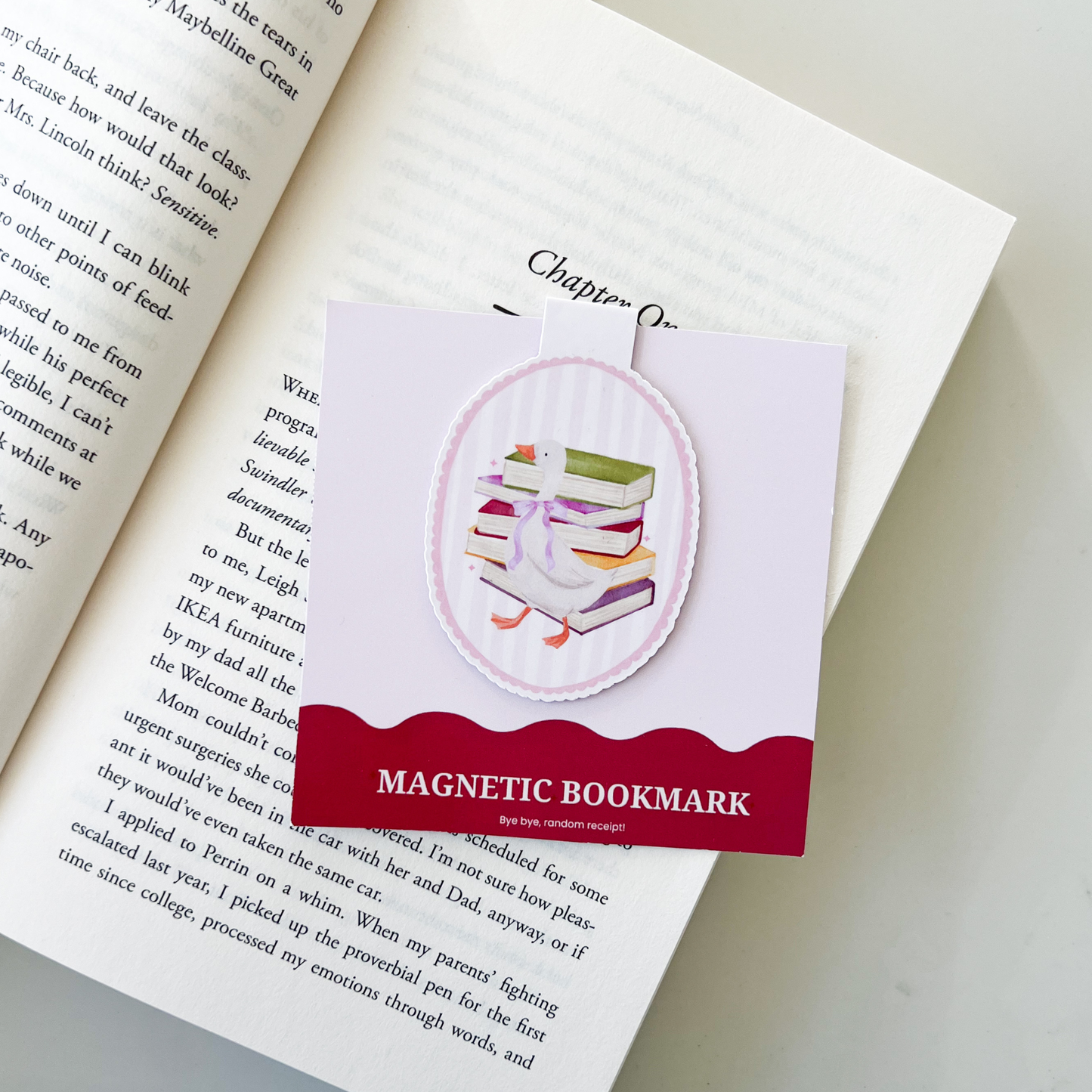 Watercolor Coquette Goose Magnetic Bookmark