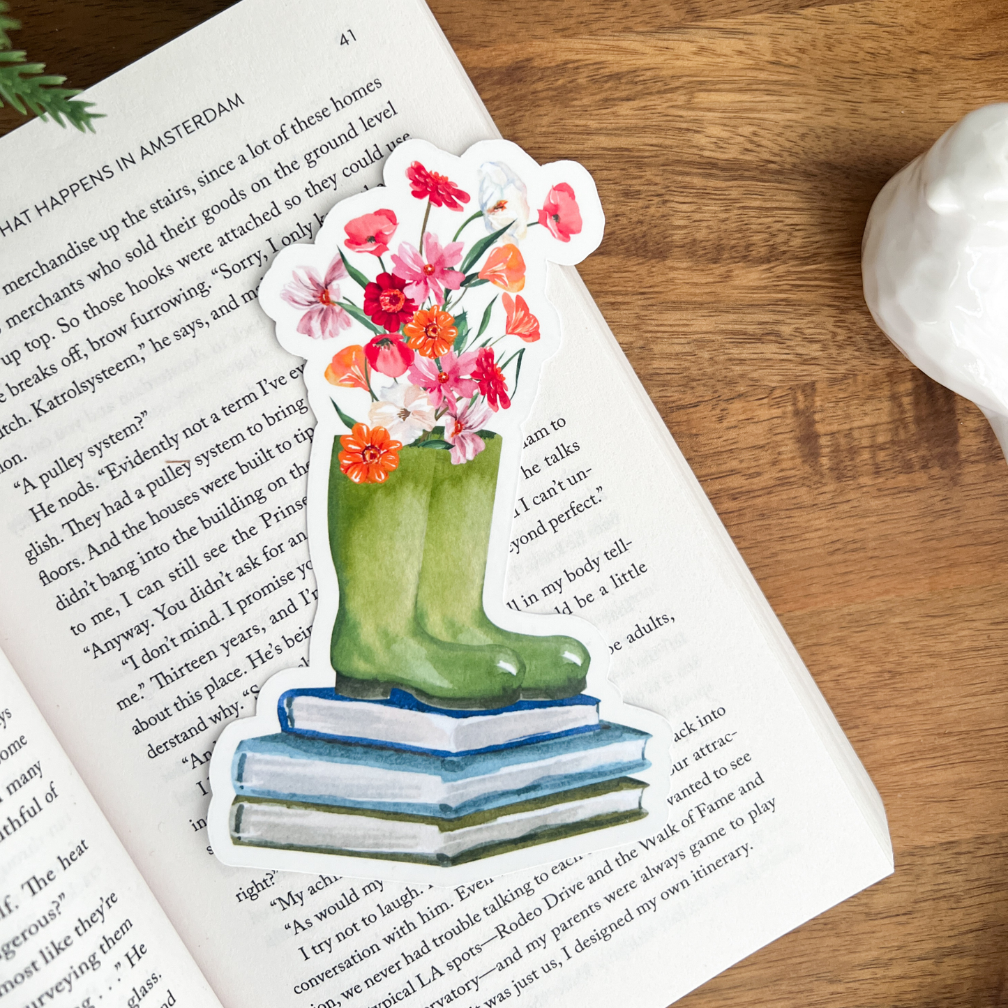 Books & Flower Boot Bookmark