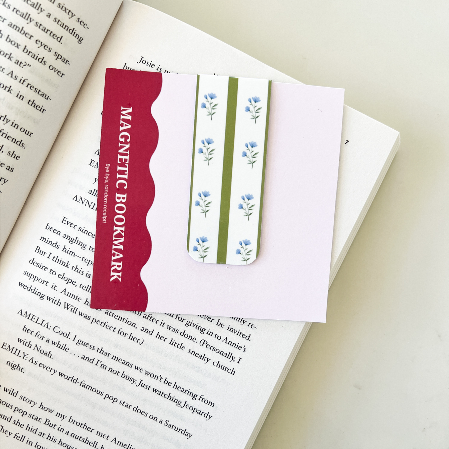 Flowers & Stripes Magnetic Bookmark