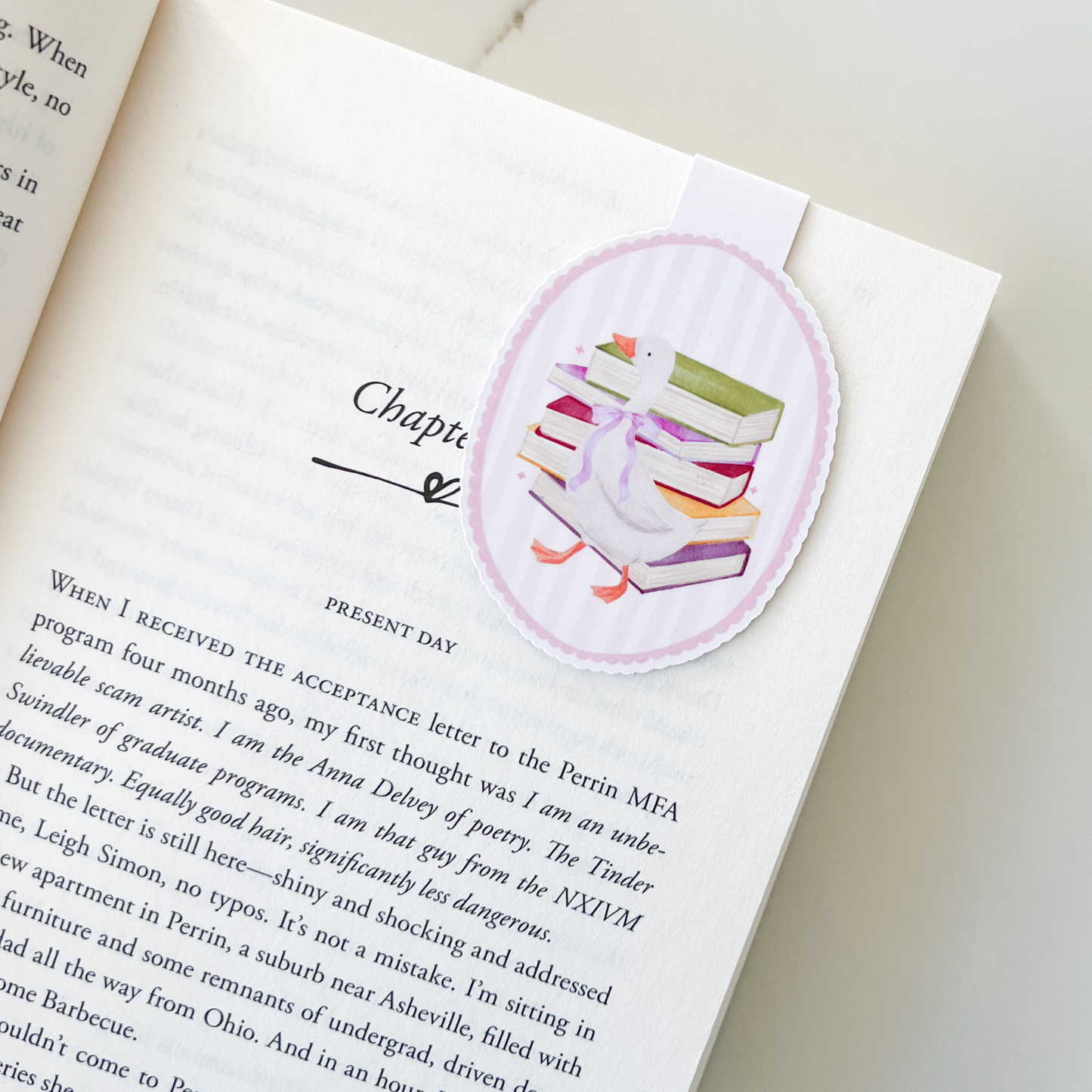 Watercolor Coquette Goose Magnetic Bookmark