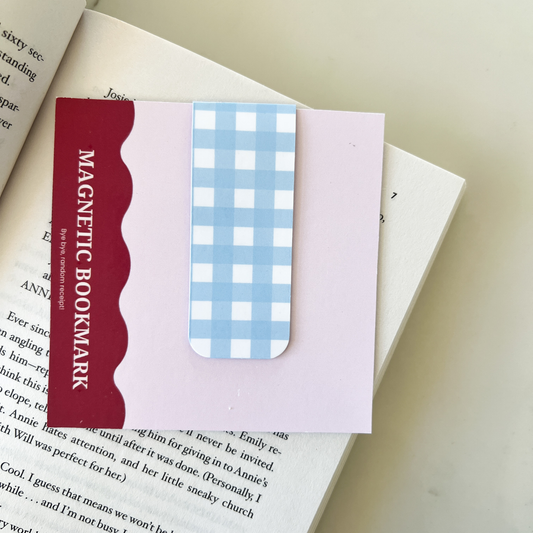 Blue Gingham Magnetic Bookmark