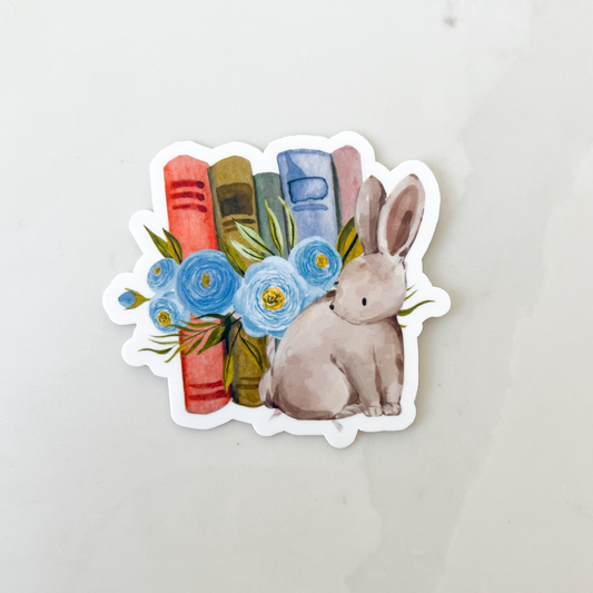 Bunny and Books Sticker