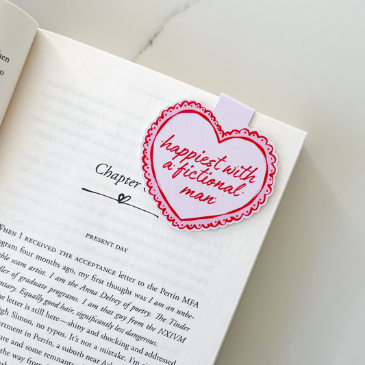 Happiest With A Fictional Man Funny Reader Magnetic Bookmark