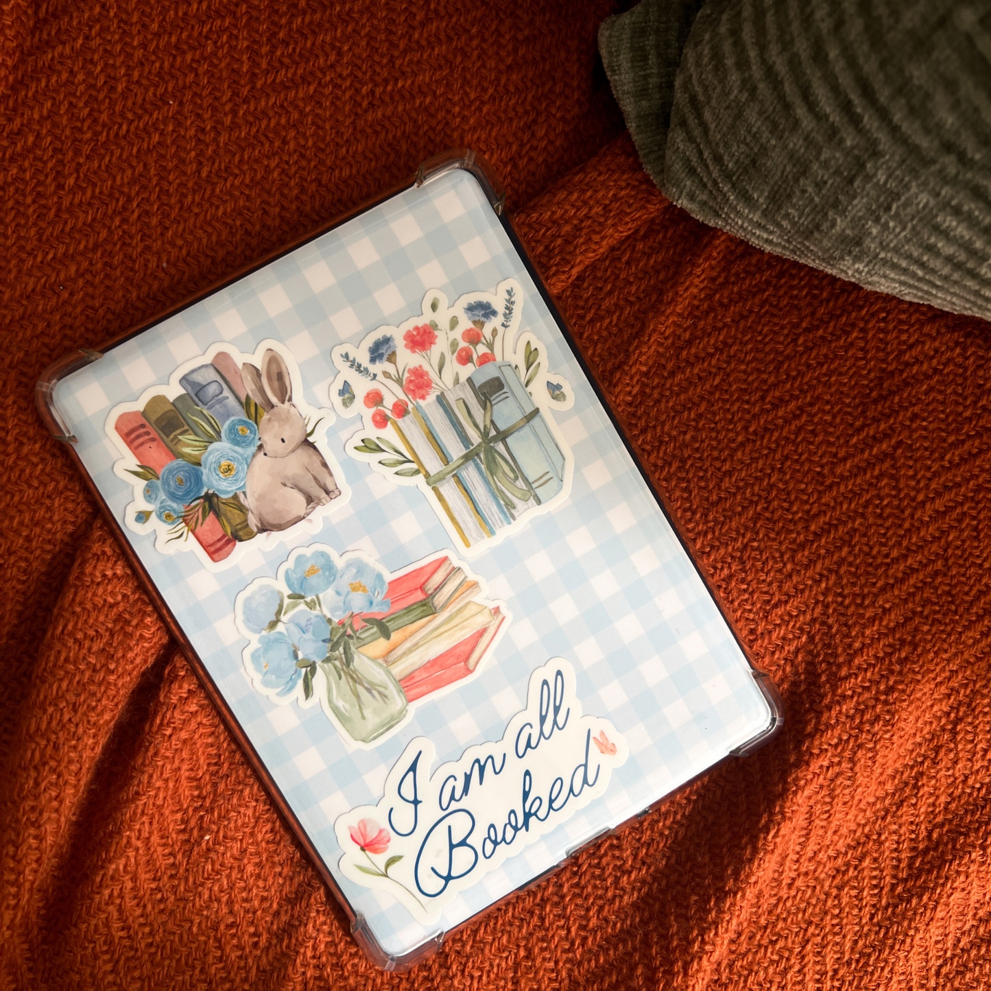 Books and Blue Flowers Watercolor Sticker