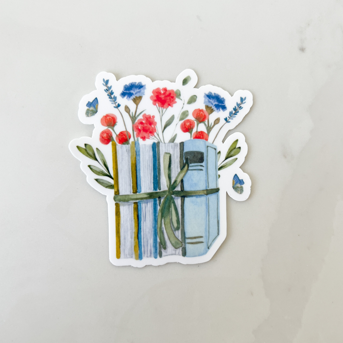 Floral Watercolor Books Sticker
